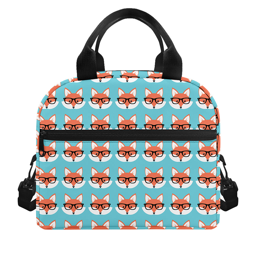 Fox With Glasses Pattern Print Insulated Lunch Bag