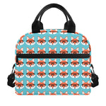Fox With Glasses Pattern Print Insulated Lunch Bag