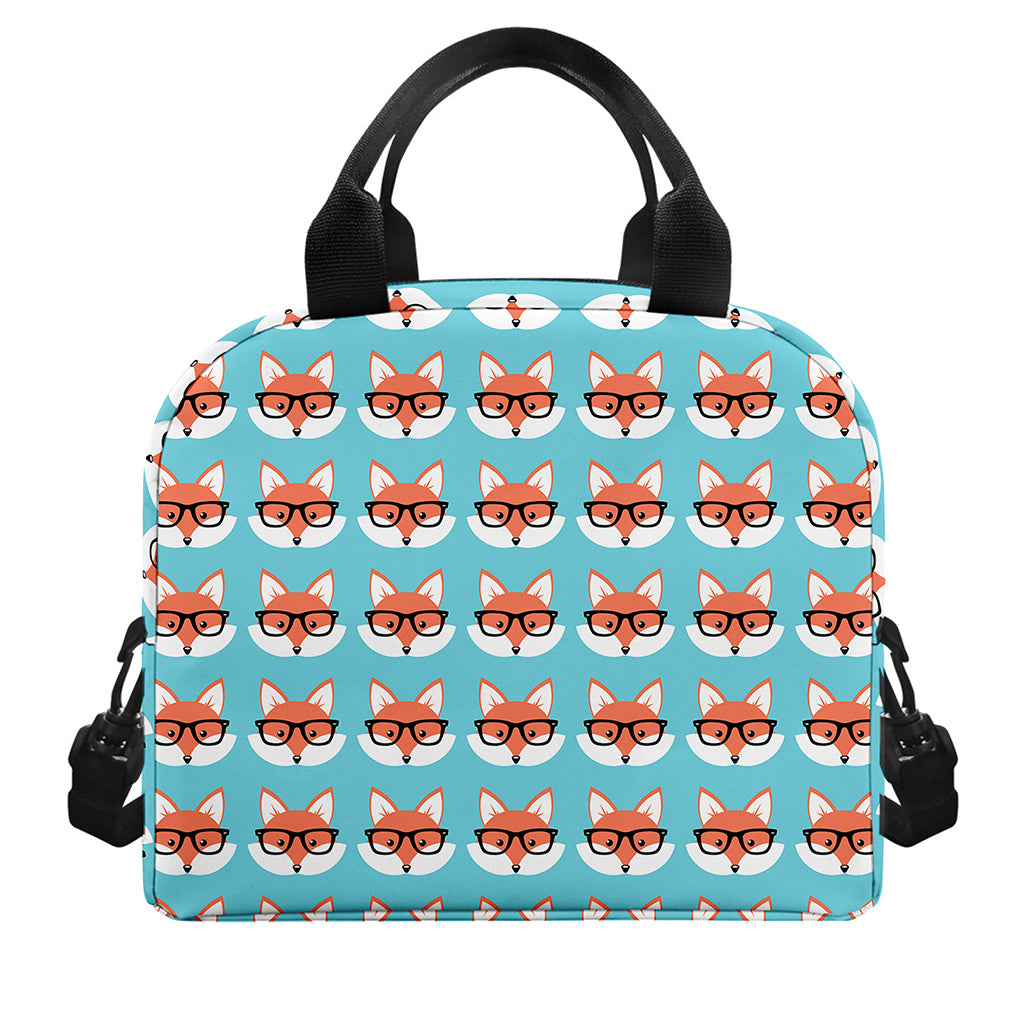 Fox With Glasses Pattern Print Insulated Lunch Bag