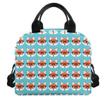 Fox With Glasses Pattern Print Insulated Lunch Bag