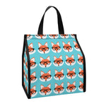 Fox With Glasses Pattern Print Insulated Lunch Tote