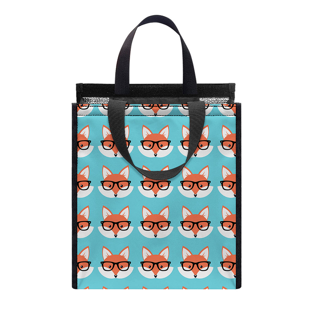 Fox With Glasses Pattern Print Insulated Lunch Tote