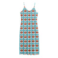 Fox With Glasses Pattern Print Jersey Midi Cami Dress