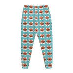 Fox With Glasses Pattern Print Jogger Pants