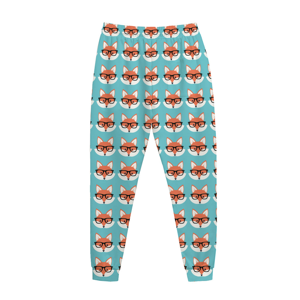 Fox With Glasses Pattern Print Jogger Pants