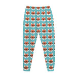 Fox With Glasses Pattern Print Jogger Pants