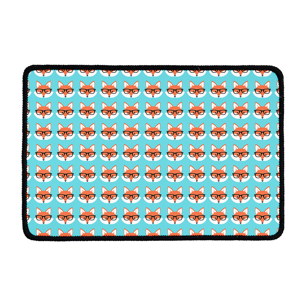 Fox With Glasses Pattern Print Kitchen Mat
