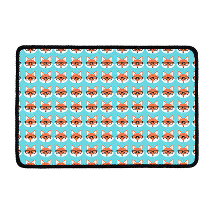 Fox With Glasses Pattern Print Kitchen Mat