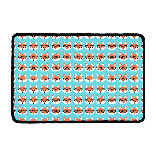 Fox With Glasses Pattern Print Kitchen Mat