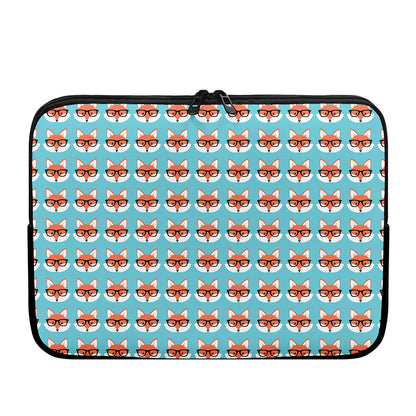 Fox With Glasses Pattern Print Laptop Sleeve