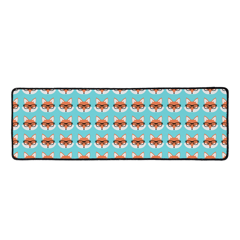 Fox With Glasses Pattern Print Long Kitchen Mat