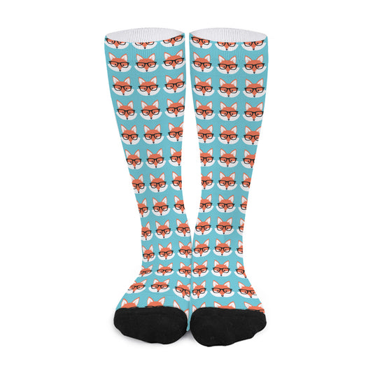 Fox With Glasses Pattern Print Long Socks