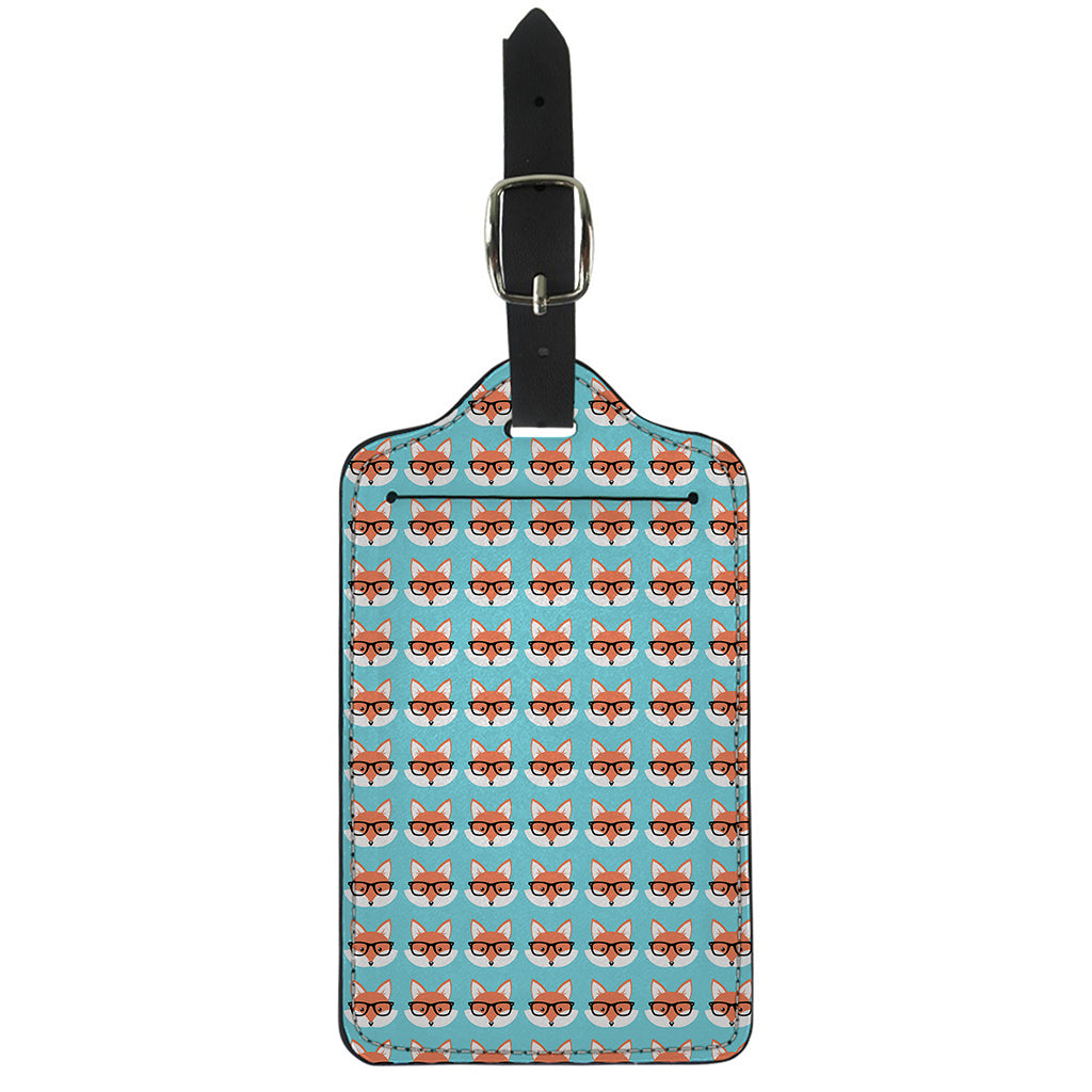 Fox With Glasses Pattern Print Luggage Tag