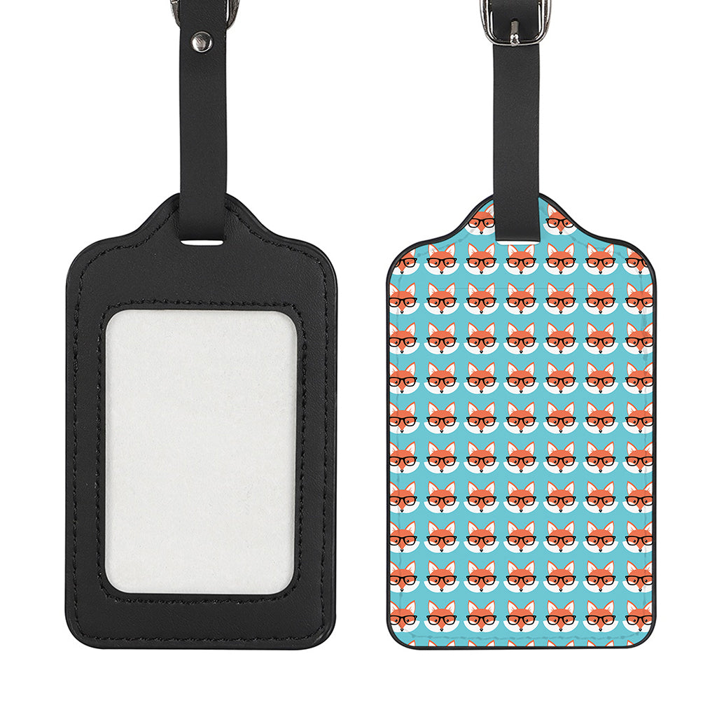 Fox With Glasses Pattern Print Luggage Tag