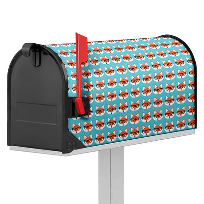 Fox With Glasses Pattern Print Mailbox Cover