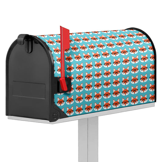 Fox With Glasses Pattern Print Mailbox Cover