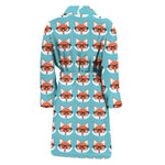 Fox With Glasses Pattern Print Men's Bathrobe