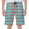 Fox With Glasses Pattern Print Men's Beach Shorts