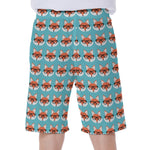Fox With Glasses Pattern Print Men's Beach Shorts