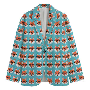 Fox With Glasses Pattern Print Men's Blazer