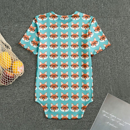 Fox With Glasses Pattern Print Men's Bodysuit