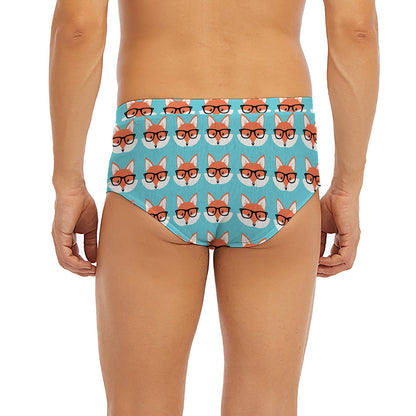 Fox With Glasses Pattern Print Men's Briefs