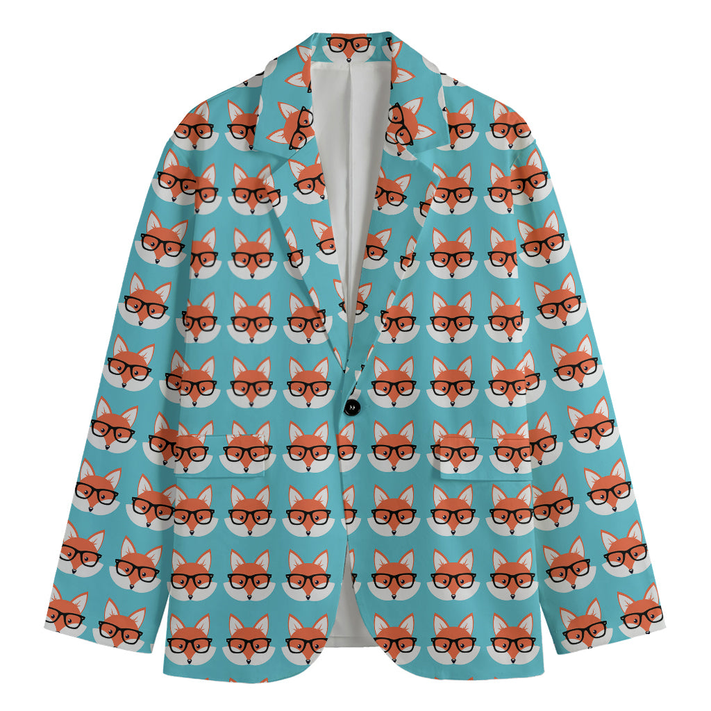 Fox With Glasses Pattern Print Men's Cotton Blazer