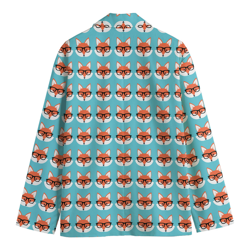 Fox With Glasses Pattern Print Men's Cotton Blazer