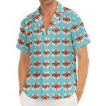 Fox With Glasses Pattern Print Men's Deep V-Neck Shirt