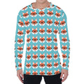 Fox With Glasses Pattern Print Men's Long Sleeve T-Shirt