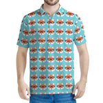 Fox With Glasses Pattern Print Men's Polo Shirt