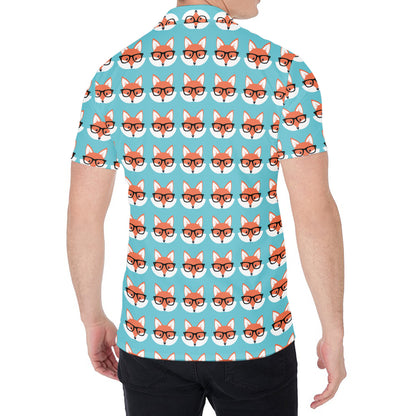 Fox With Glasses Pattern Print Men's Shirt