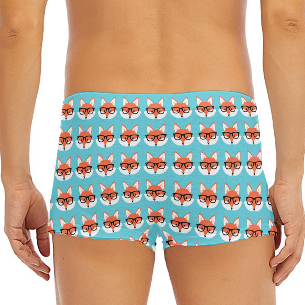 Fox With Glasses Pattern Print Men's Short Boxer Briefs