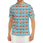 Fox With Glasses Pattern Print Men's Short Sleeve Rash Guard