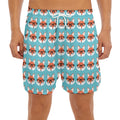 Fox With Glasses Pattern Print Men's Split Running Shorts