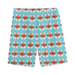 Fox With Glasses Pattern Print Men's Sports Shorts