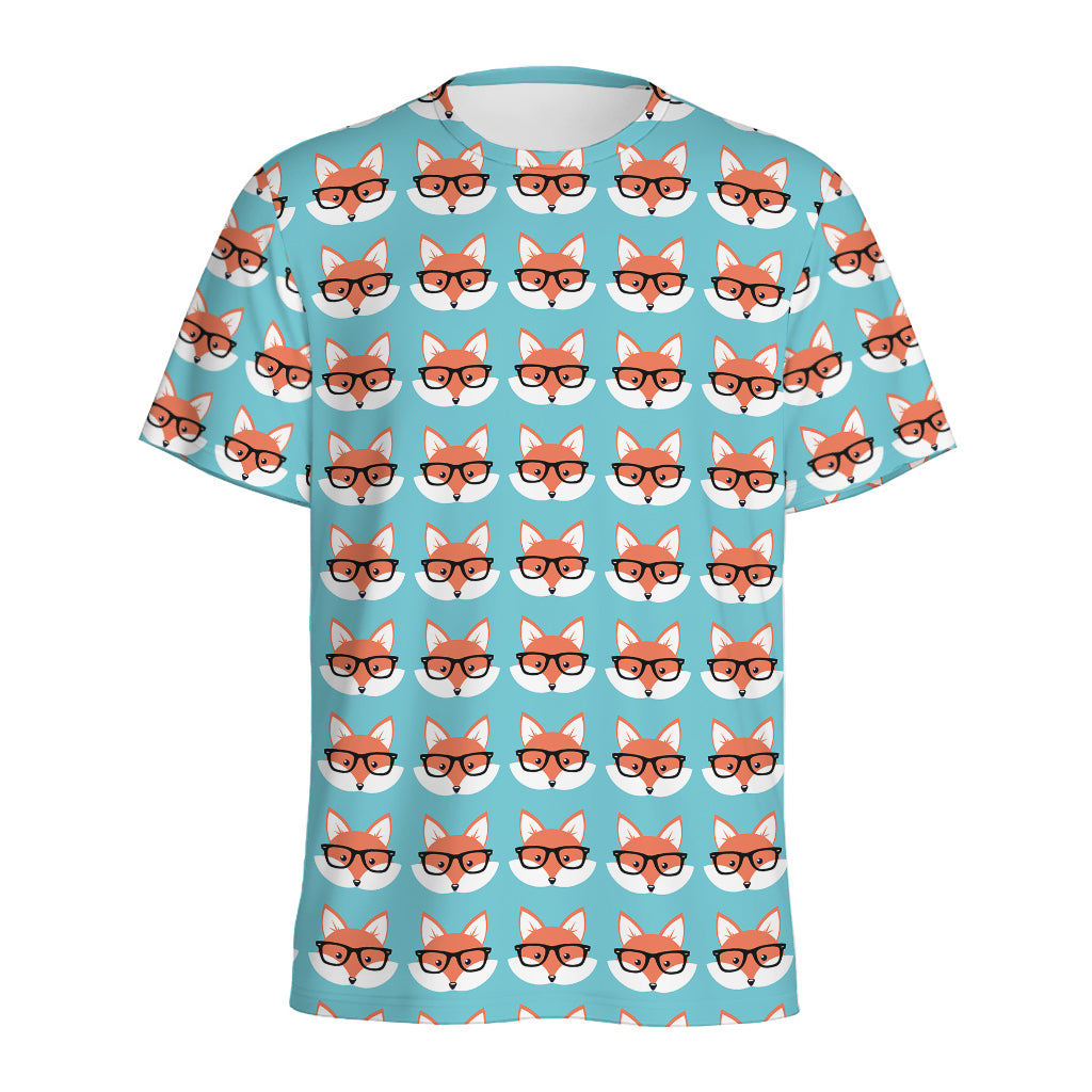 Fox With Glasses Pattern Print Men's Sports T-Shirt
