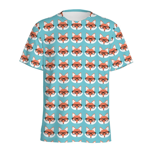 Fox With Glasses Pattern Print Men's Sports T-Shirt