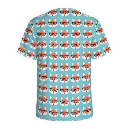 Fox With Glasses Pattern Print Men's Sports T-Shirt