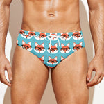 Fox With Glasses Pattern Print Men's Swim Briefs
