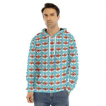 Fox With Glasses Pattern Print Men's Velvet Pullover Hoodie