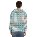 Fox With Glasses Pattern Print Men's Velvet Pullover Hoodie