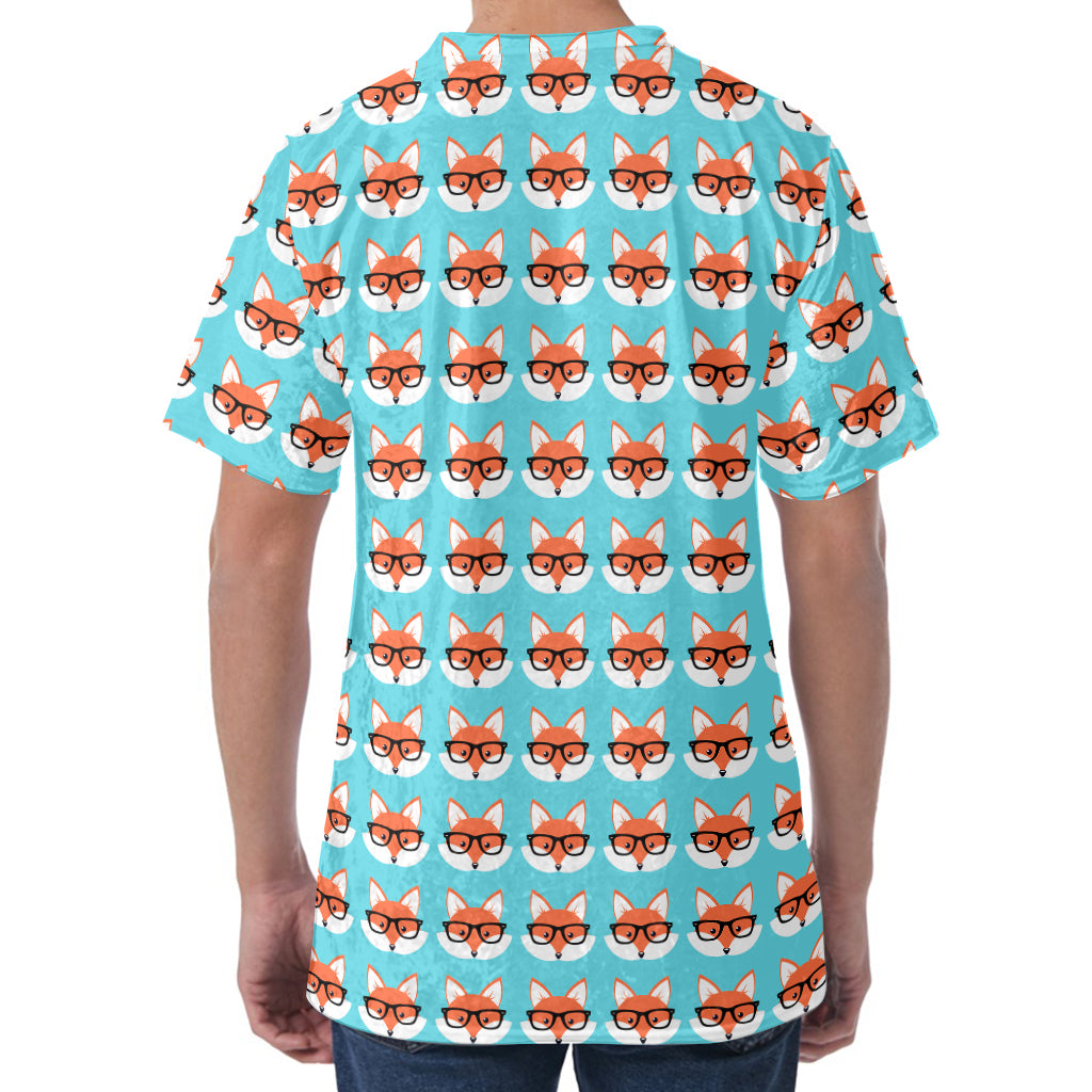 Fox With Glasses Pattern Print Men's Velvet T-Shirt