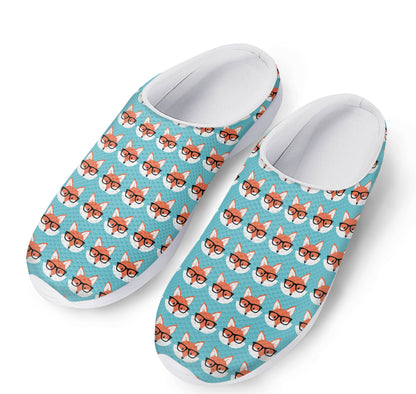 Fox With Glasses Pattern Print Mesh Casual Shoes