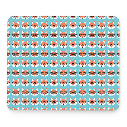 Fox With Glasses Pattern Print Mouse Pad