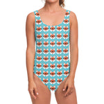 Fox With Glasses Pattern Print One Piece Swimsuit