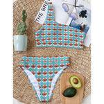 Fox With Glasses Pattern Print One Shoulder Bikini Top