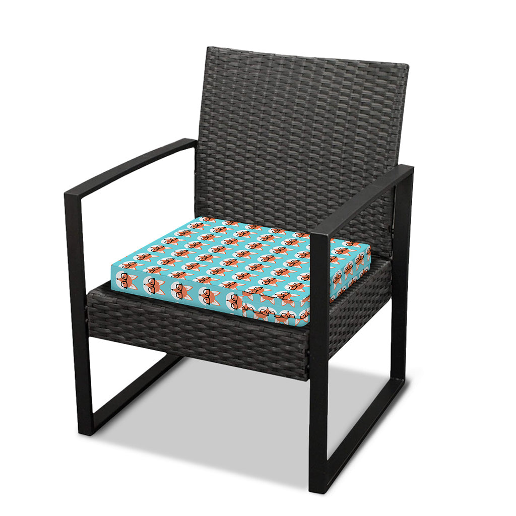 Fox With Glasses Pattern Print Outdoor Seat Cushion Cover