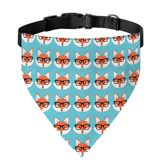 Fox With Glasses Pattern Print Over The Collar Dog Bandana