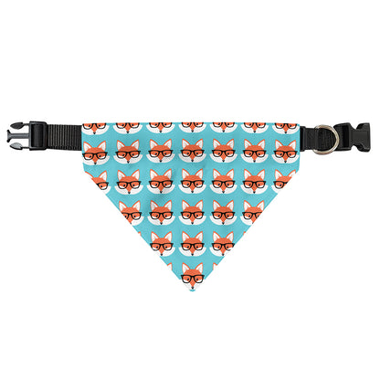 Fox With Glasses Pattern Print Over The Collar Dog Bandana